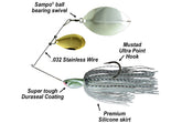 LIGHT WIRE .032 SPINNERBAIT-TANDEM THUNDER WILLOW